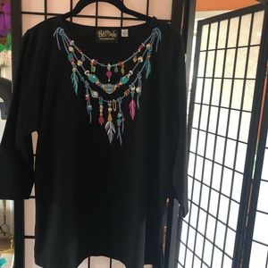 Bob Mackie top. Native American inspired design.